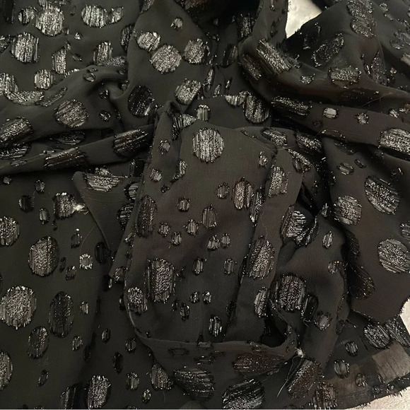 J. Crew Tie-waist V-neck top in metallic dot jacquard black 21265 - Picture 5 of 8